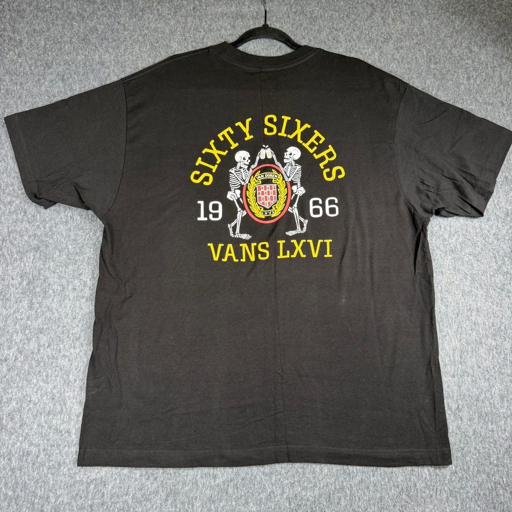 Vans T-Shirt Mens XL Black Sixty Sixers 1966 Graphic Skeleton LXVI Skate Tee